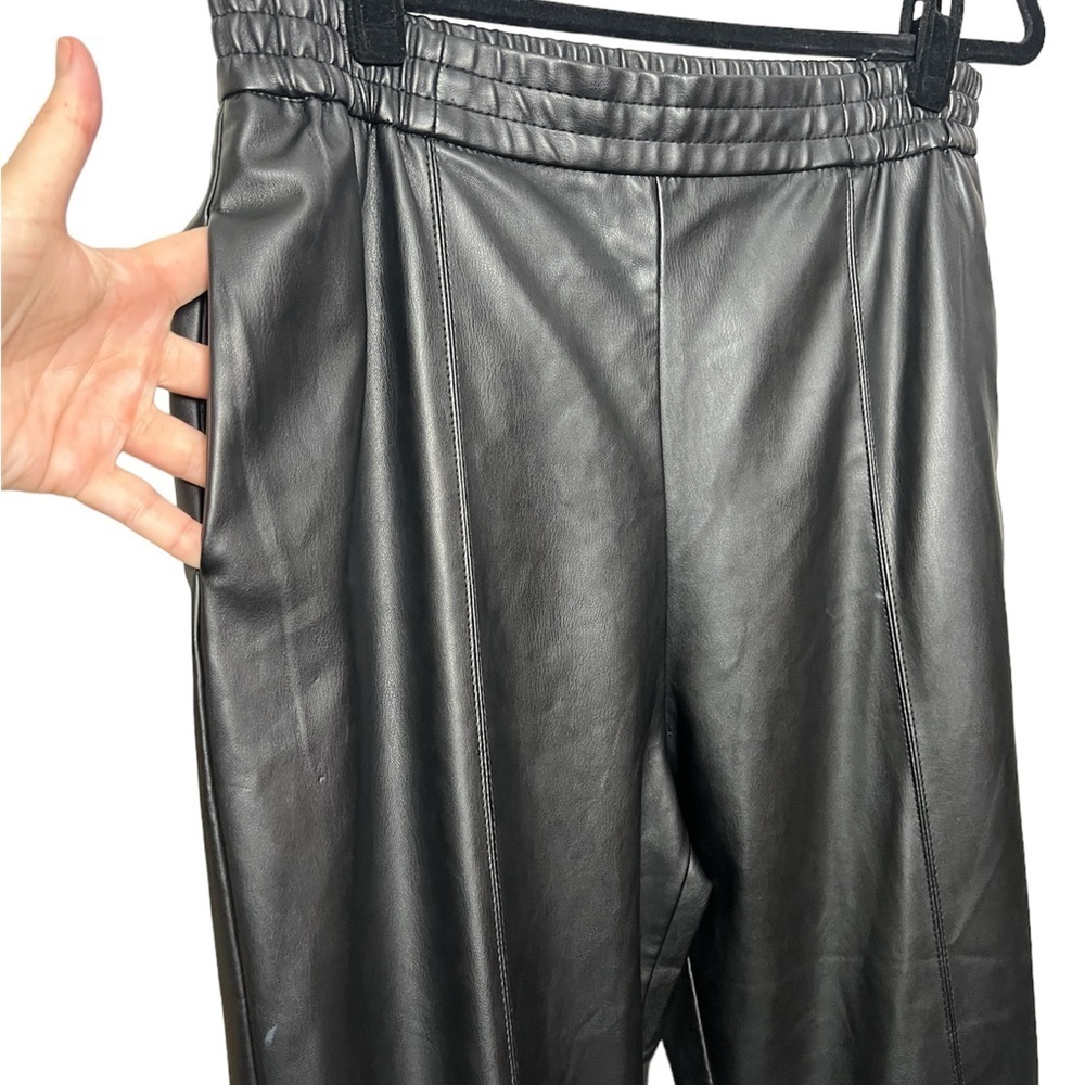 ZARA High Rise Faux Leather Fleece Lined Pull On Pants - Picture 5 of 9